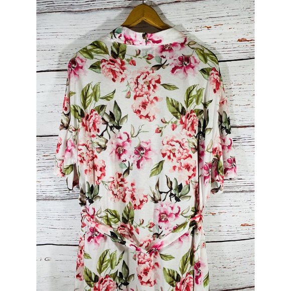 Show Me Your Mumu Pink Floral Intimate Robe Kimono Women Size One Size Belt - Picture 10 of 12